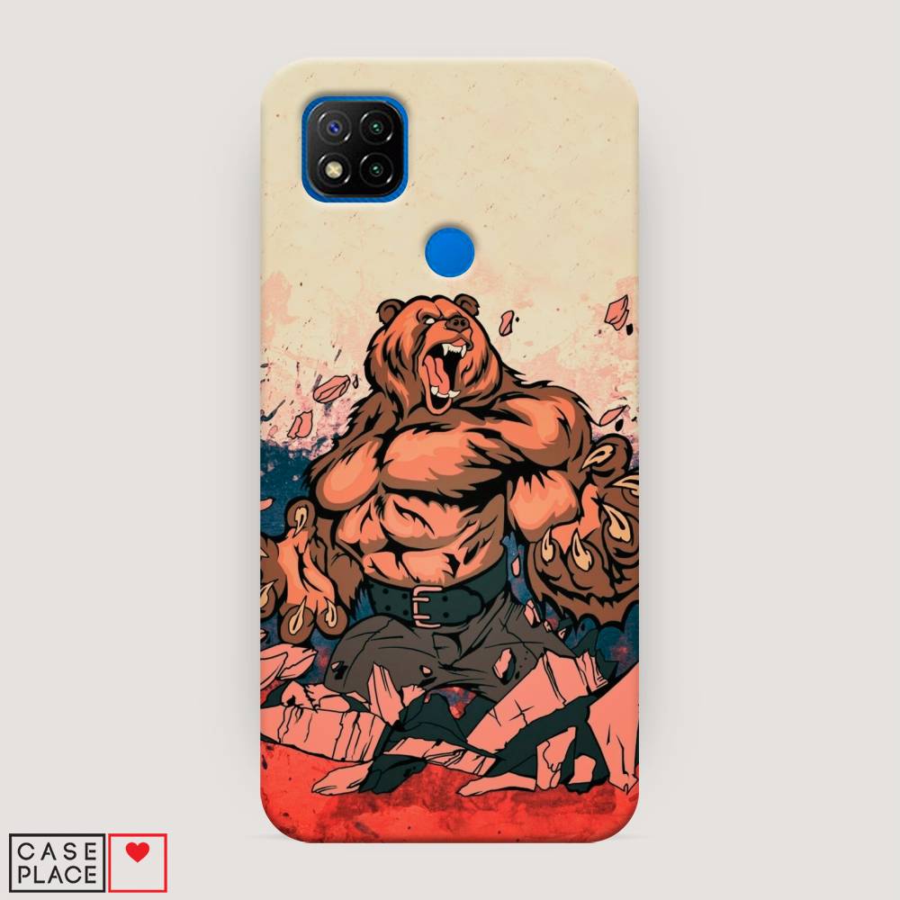 

Пластиковый чехол "Медведь с флагом РФ" на Xiaomi Redmi 9C, 39020-1