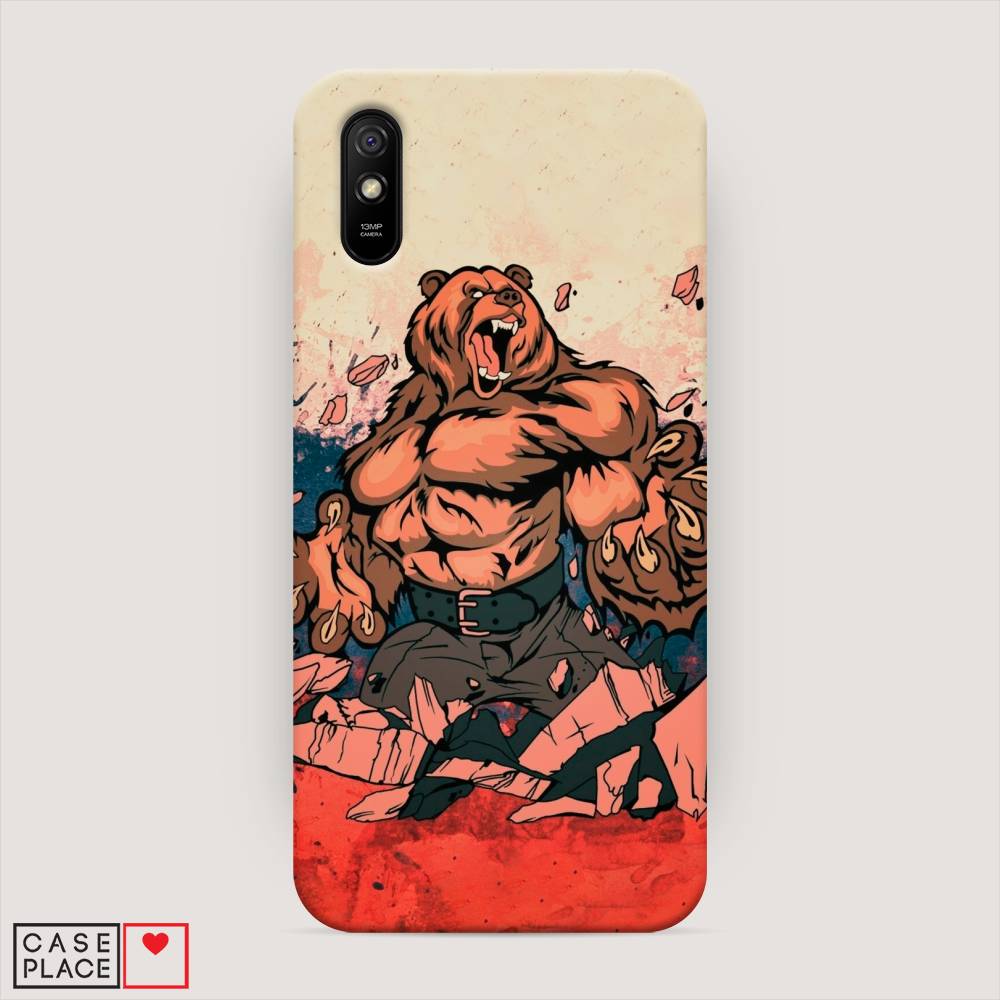 

Пластиковый чехол "Медведь с флагом РФ" на Xiaomi Redmi 9A, 38920-1
