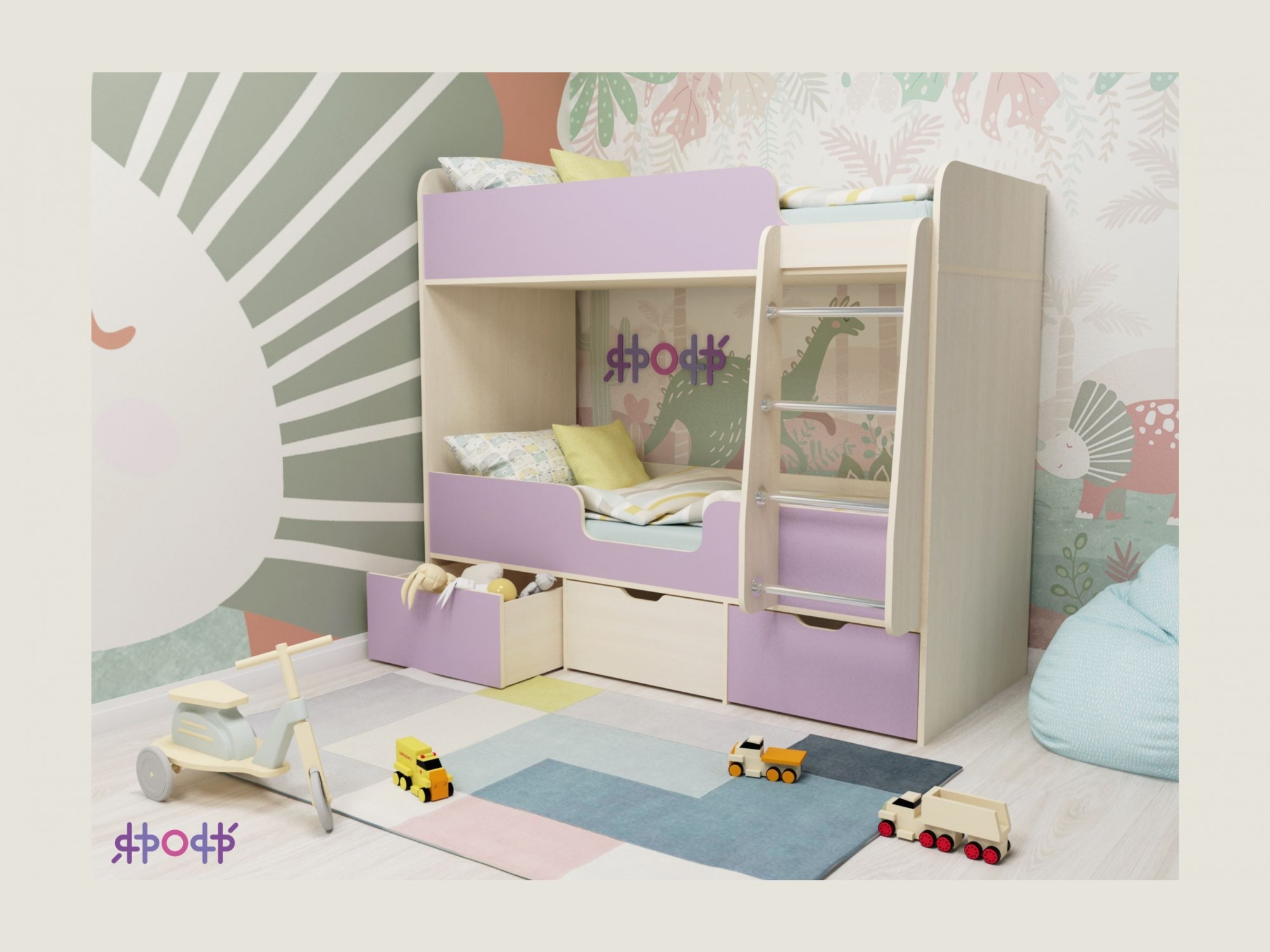 

Кровать двухъярусная Малыш Двойняшка (Ирис, Дуб молочный)