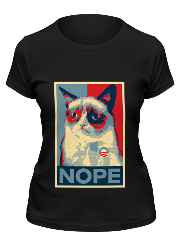

Футболка женская Printio Grumpy cat черная M, Черный, Grumpy cat