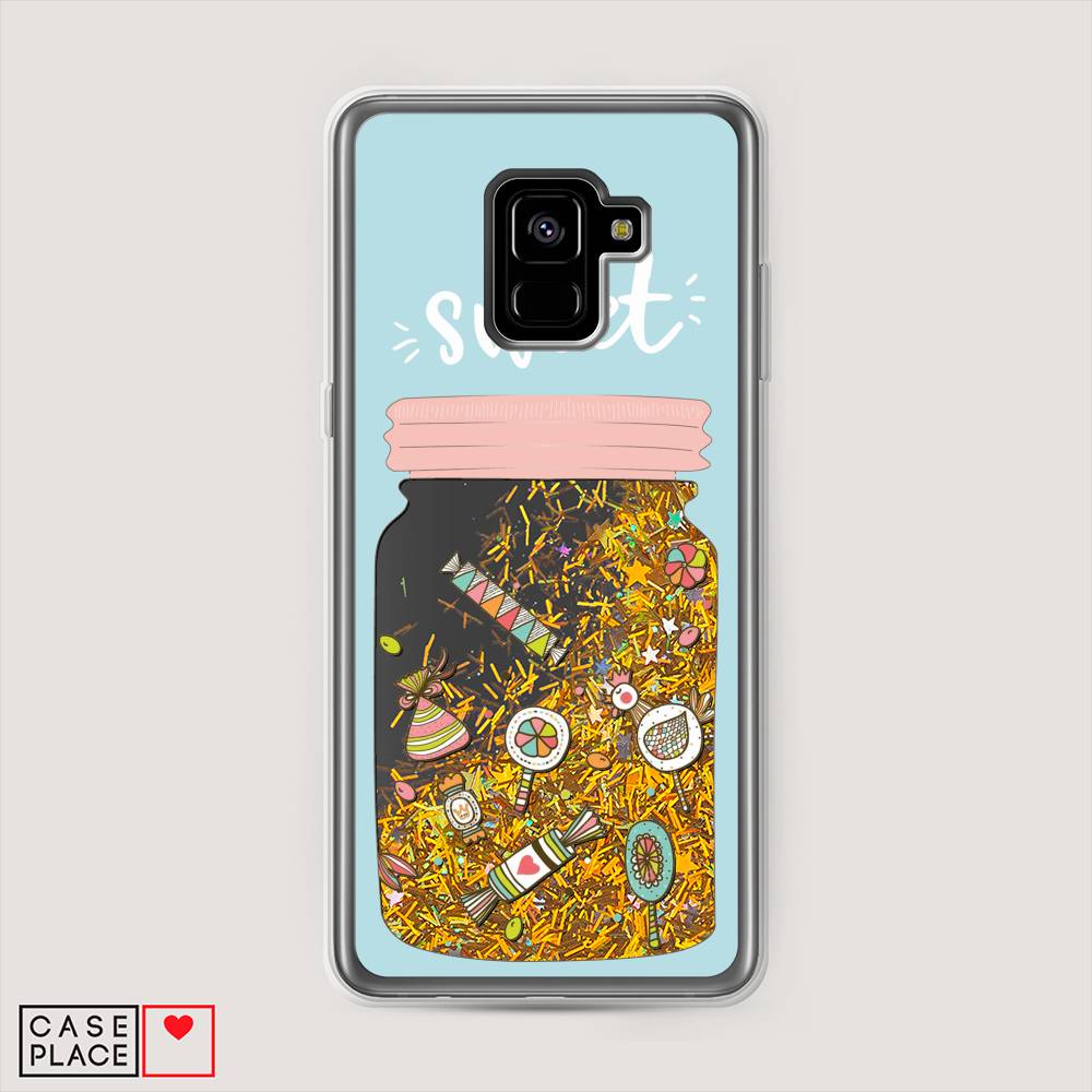 

Чехол Awog на Samsung Galaxy A8 + "Конфетки в банке", Голубой, 25590-1