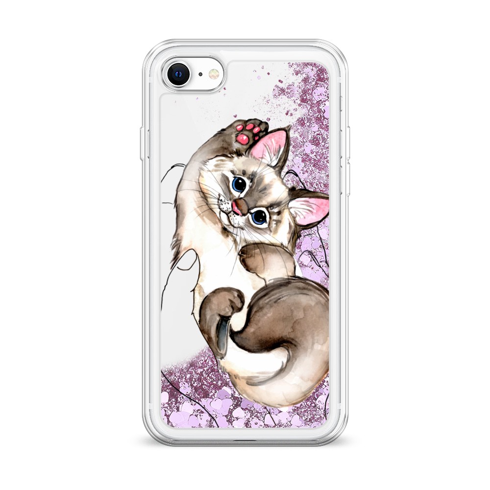 

Жидкий чехол с блестками "Котенок в ладошках" на Apple iPhone SE 2020, 12494-1