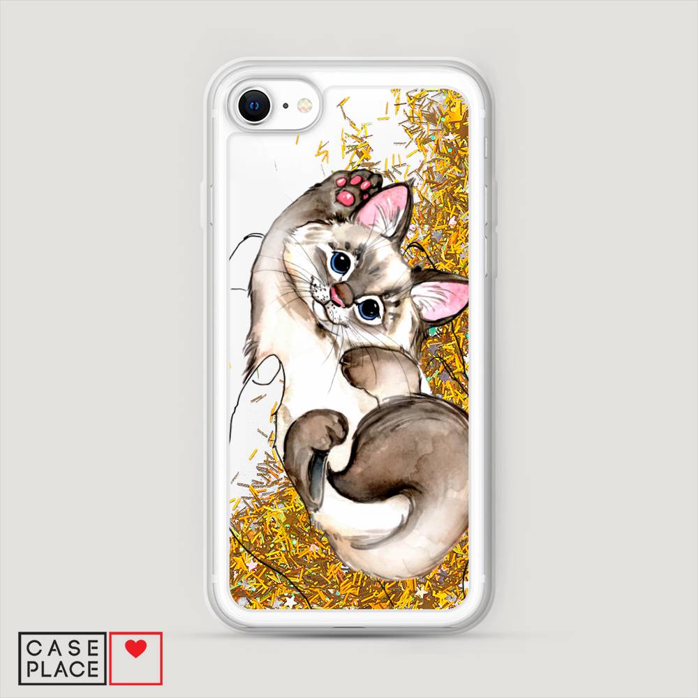 

Жидкий чехол с блестками "Котенок в ладошках" на Apple iPhone SE 2020, 12490-1