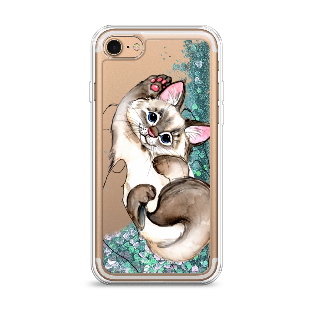 

Жидкий чехол с блестками "Котенок в ладошках" на Apple iPhone 8, 10895-1