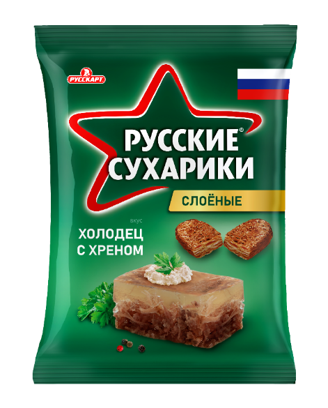 Сухарики Русские сухарики слоёные, со вкусом холодца с хреном, 50 г