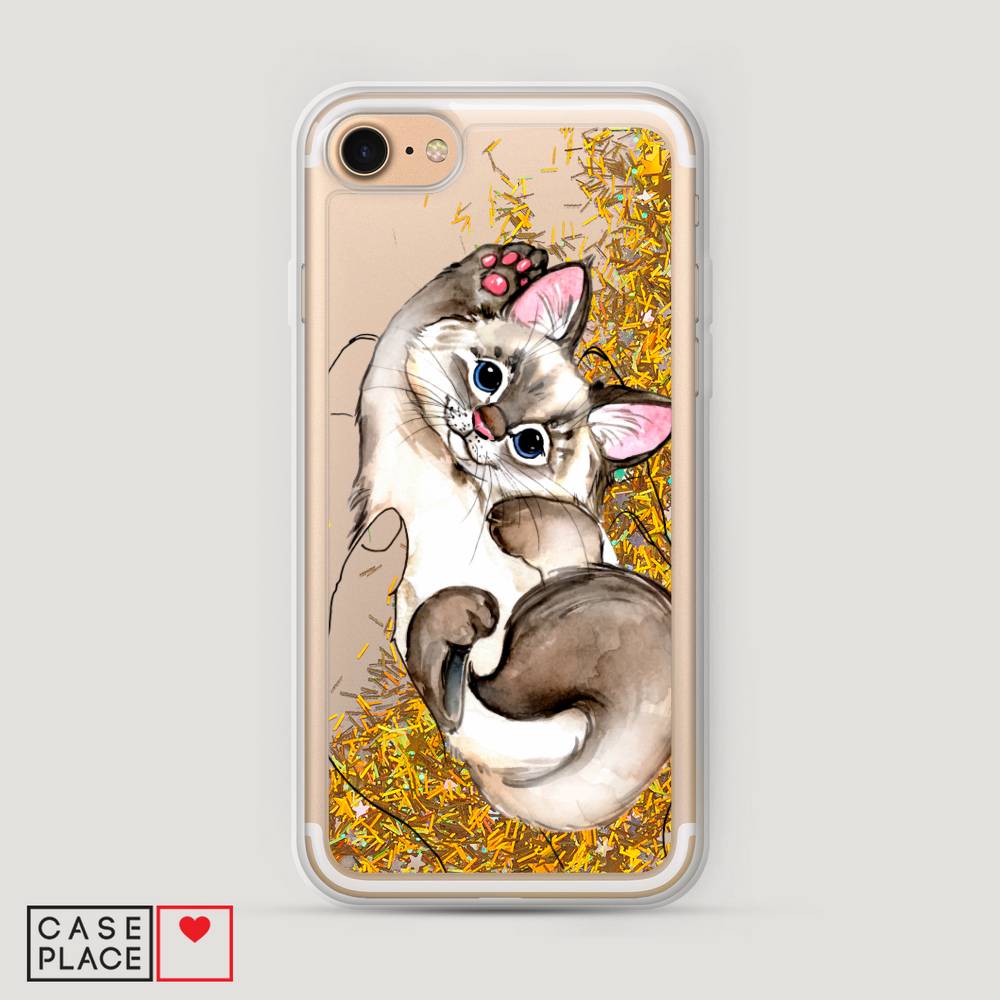 

Жидкий чехол с блестками "Котенок в ладошках" на Apple iPhone 7, 10690-1