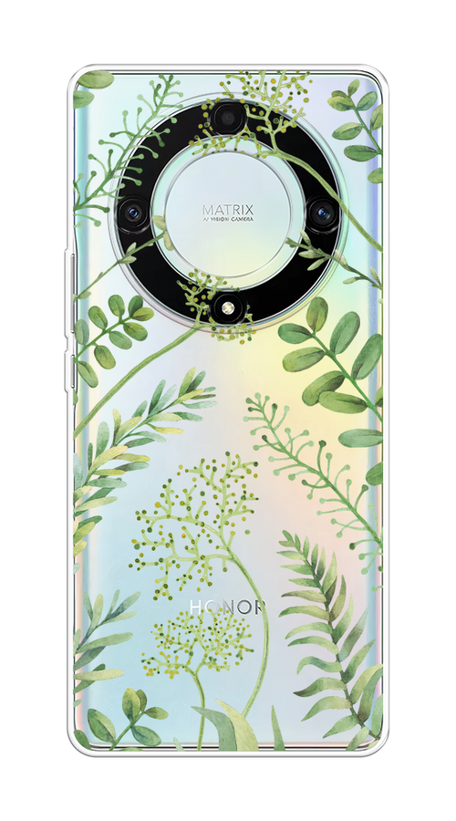 

Чехол на Honor X9A "Green Leaves", Зеленый;прозрачный, 6120850-1