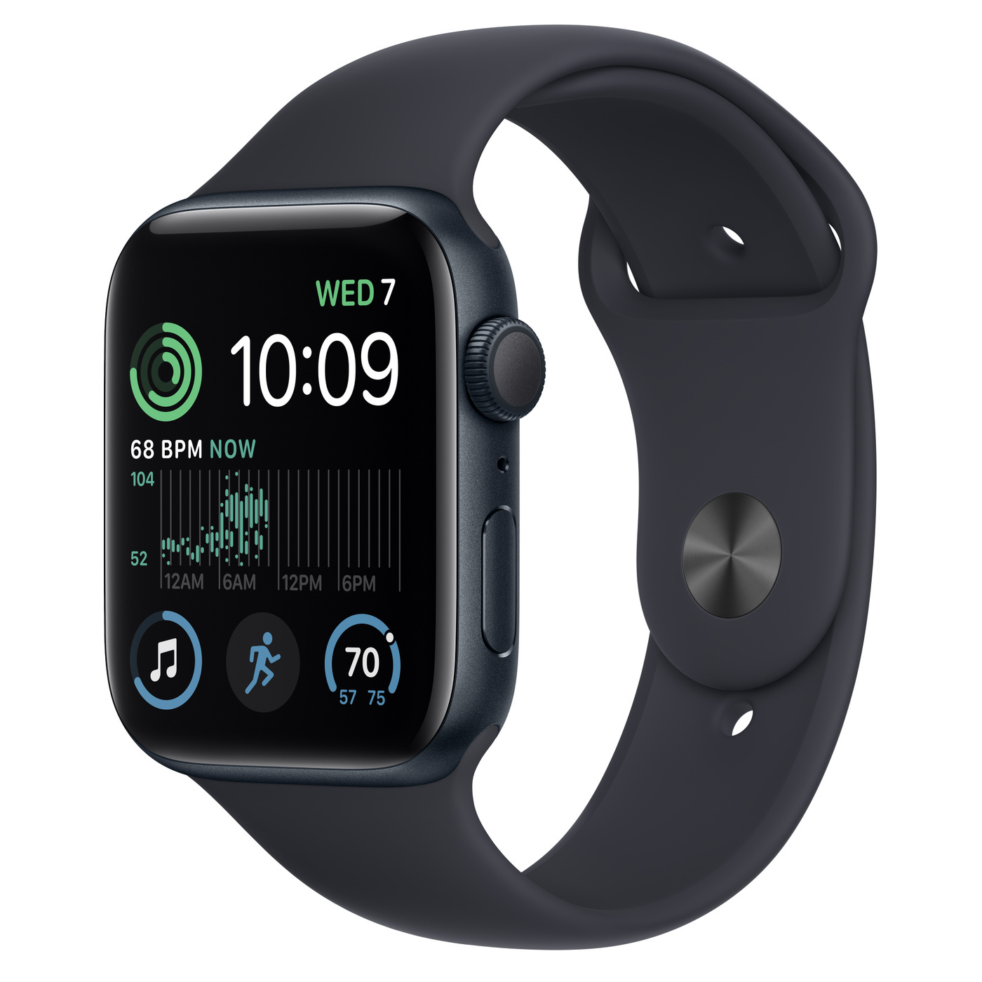 Смарт-часы Apple Watch SE2 GPS, 44 mm, Midnight, ML, Midnight Sport Band