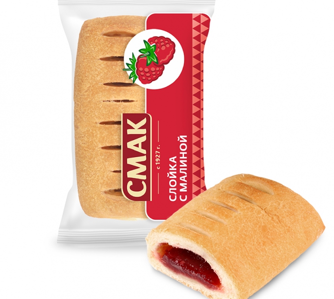 

Слойка Смак с малиновой начинкой, 90 г