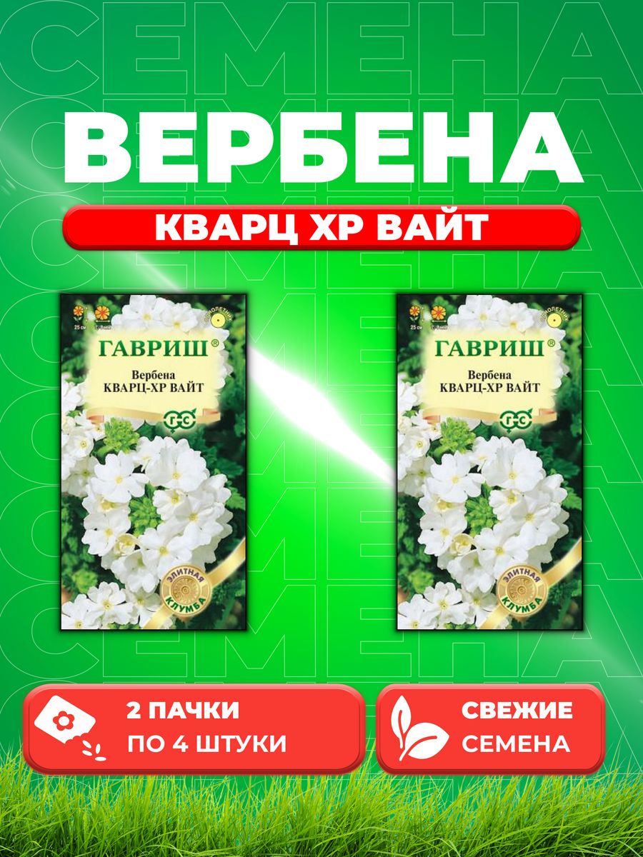

Семена Вербена гибридная Кварц XP Вайт, 4шт, Гавриш(2уп)