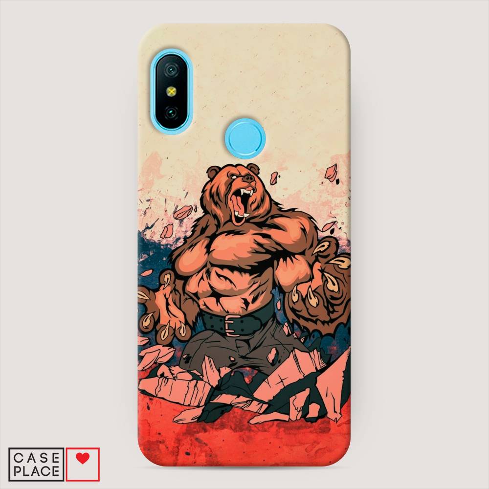 

Пластиковый чехол "Медведь с флагом РФ" на Xiaomi Redmi 6 Pro, 34020-1