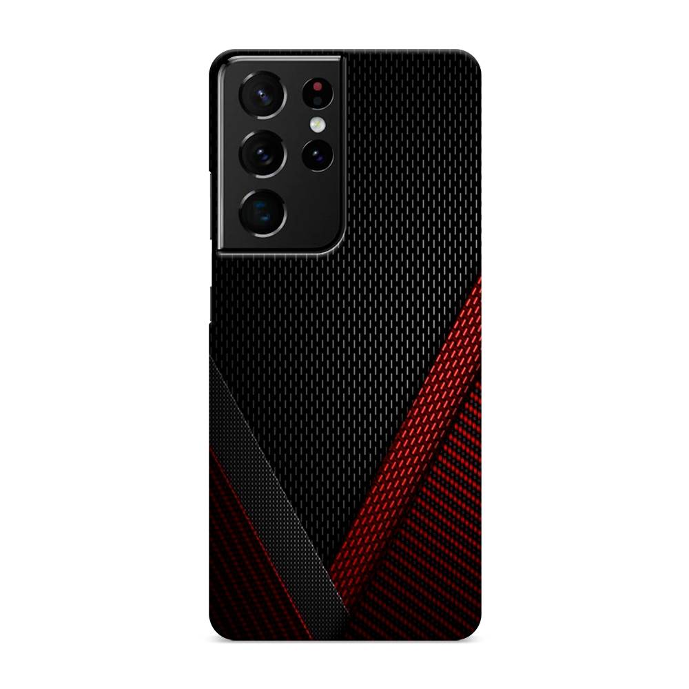 фото Пластиковый чехол "красный карбон" на samsung galaxy s21 ultra awog