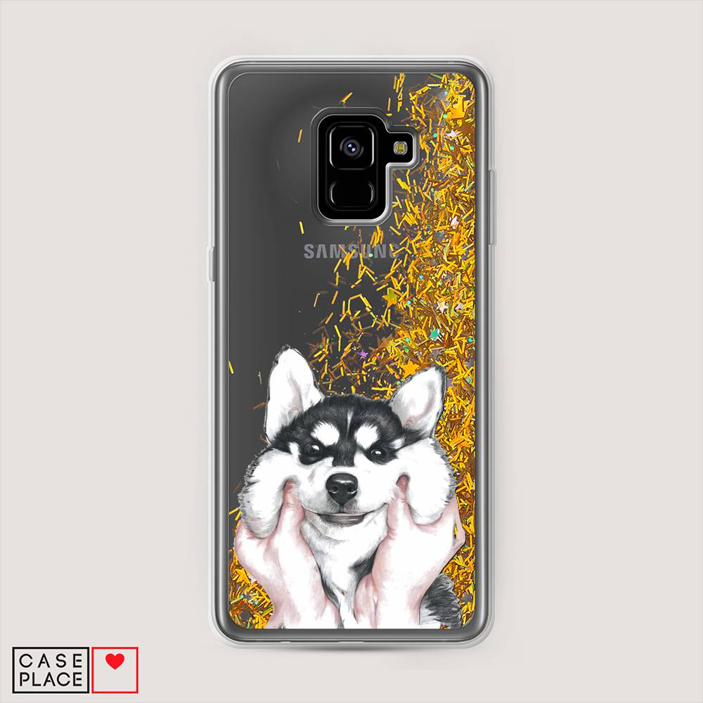 

Чехол Awog на Samsung Galaxy A8 + "Щечки хаски", Серый, 25590-1