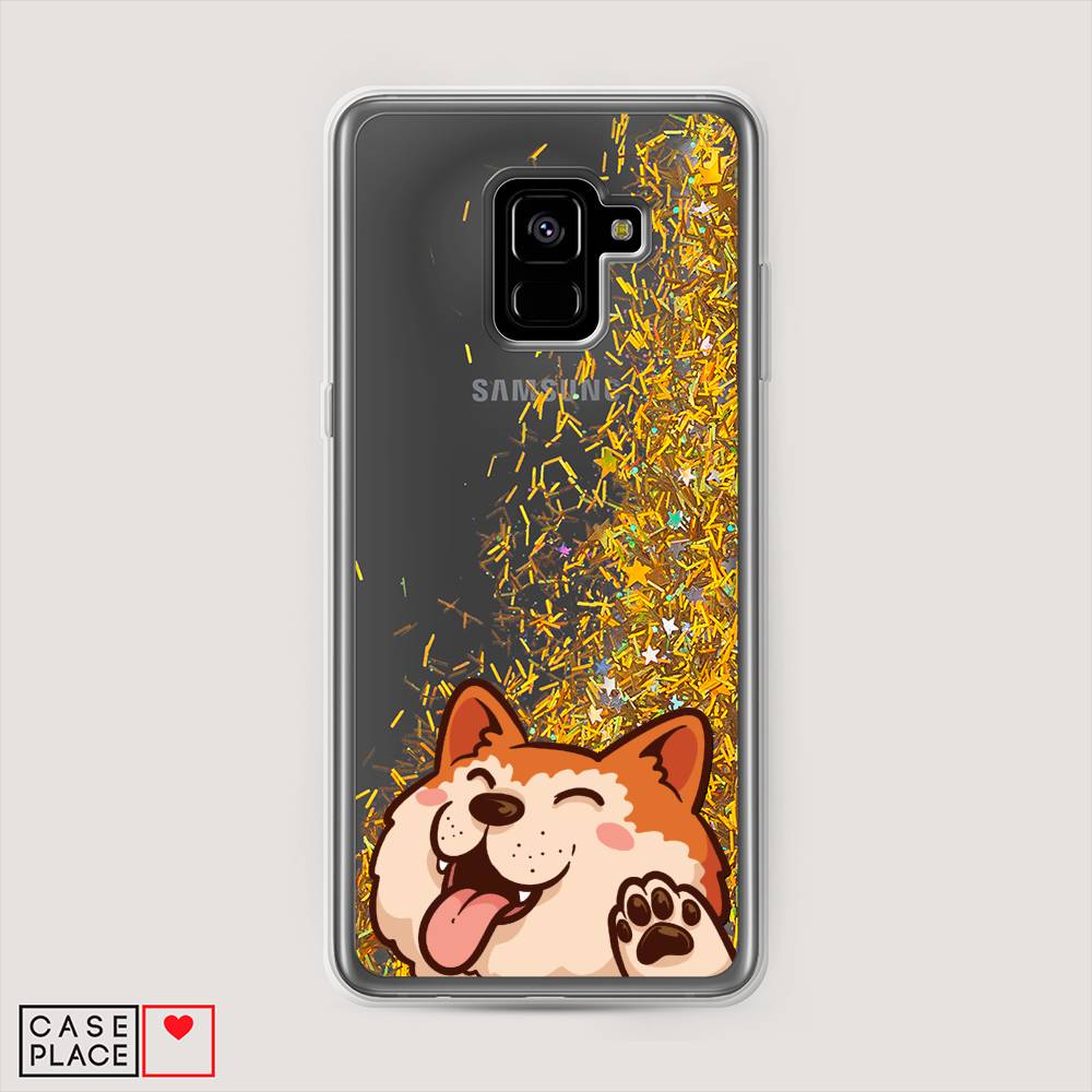 

Чехол Awog на Samsung Galaxy A8 + "Акита-ину машет", Оранжевый, 25590-1