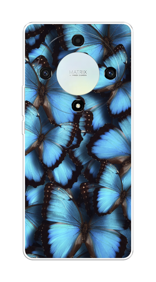 

Чехол на Honor X9A "Тропическая бабочка 2", Голубой;черный, 6120850-1