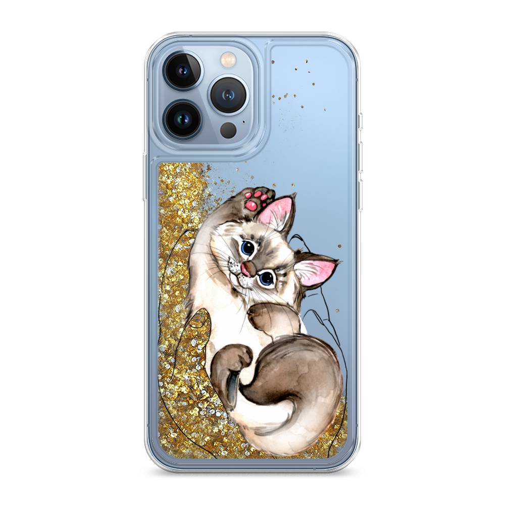 

Жидкий чехол с блестками "Котенок в ладошках" на Apple iPhone 13 Pro Max, 14490-1