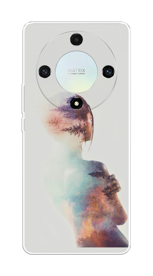 

Чехол на Honor X9A "Девушка-лес", Розовый;голубой;серый, 6120850-1