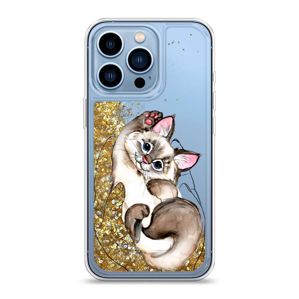 

Жидкий чехол с блестками "Котенок в ладошках" на Apple iPhone 13 Pro, 14390-1