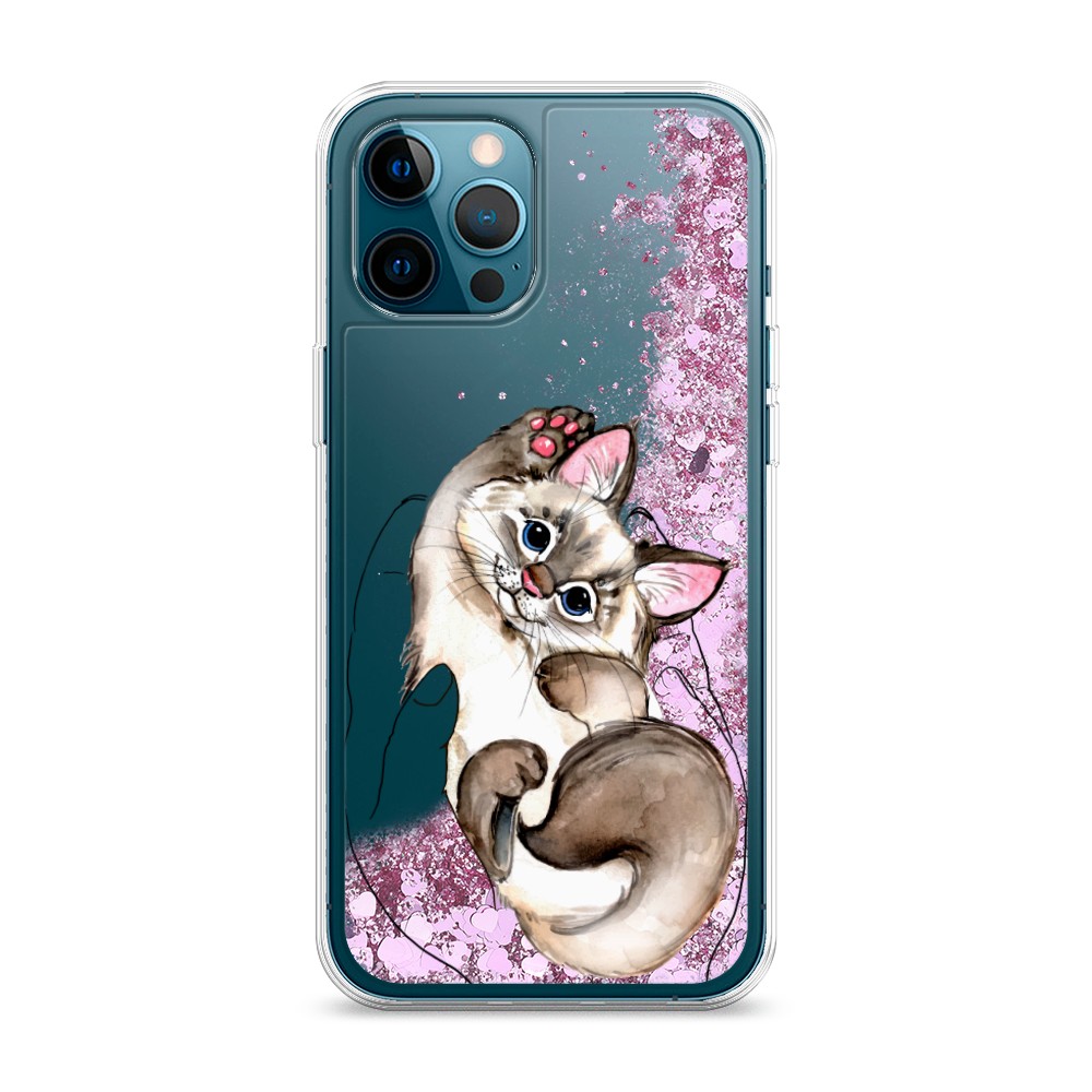 

Жидкий чехол с блестками "Котенок в ладошках" на Apple iPhone 12 Pro Max, 12794-1