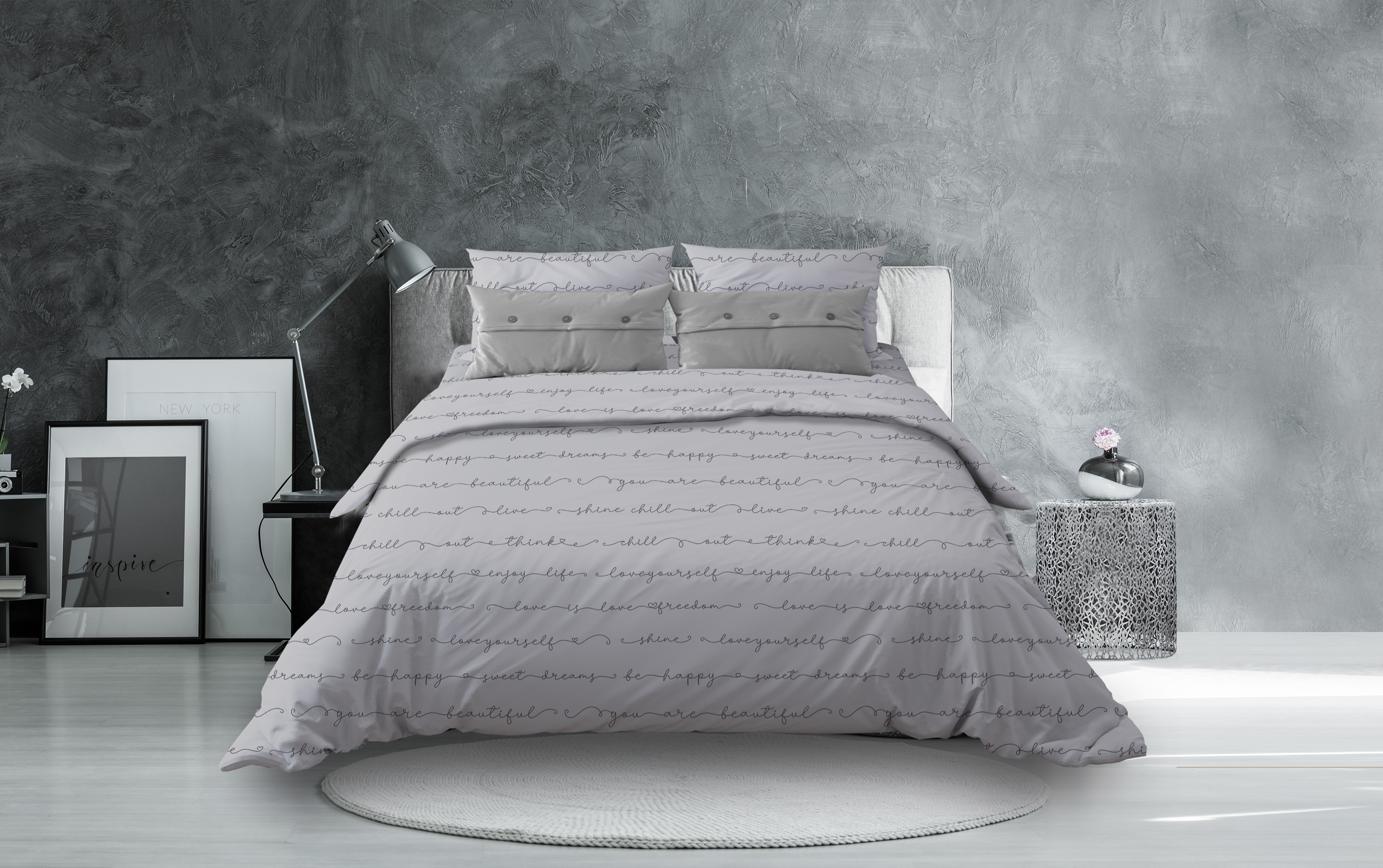 фото Комплект постельного белья евро galtex нежность (макси прост.) поплин позитив светло-серый