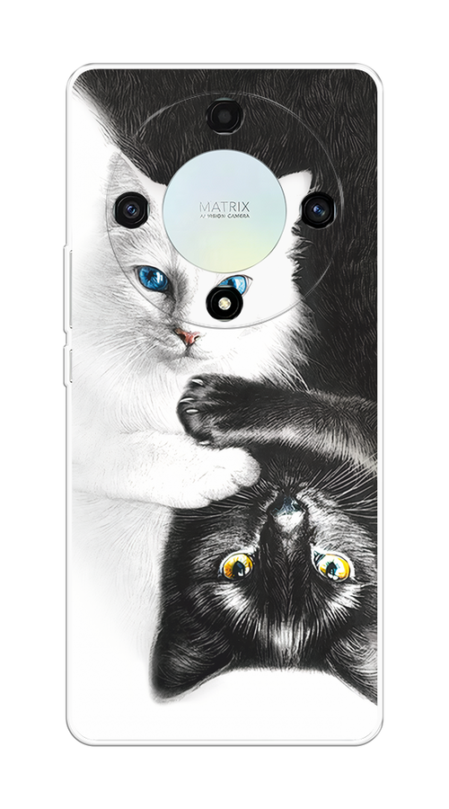 

Чехол на Honor X9A "Коты Инь-Янь", Черный;белый;голубой, 6120850-1
