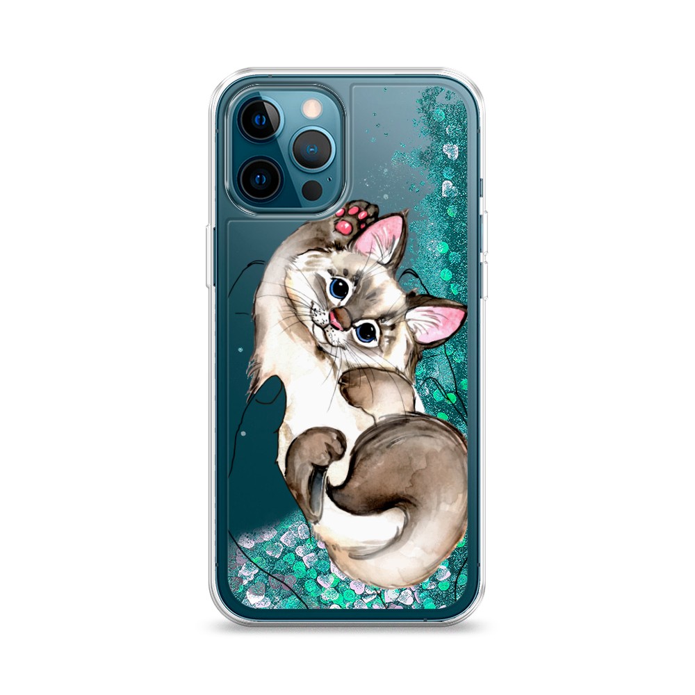 

Жидкий чехол с блестками "Котенок в ладошках" на Apple iPhone 12 Pro, 12895-1
