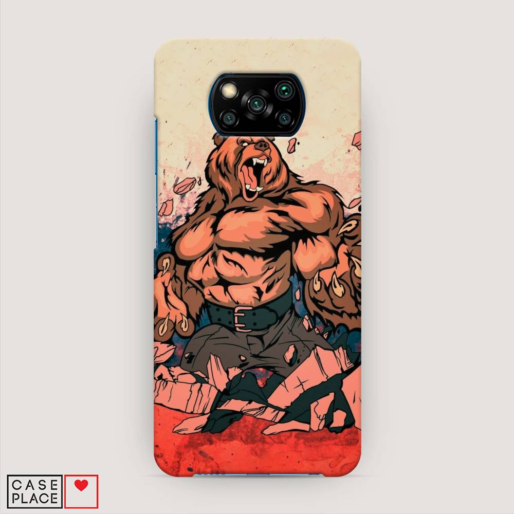 

Пластиковый чехол "Медведь с флагом РФ" на Xiaomi Poco X3 NFC, 39220-1