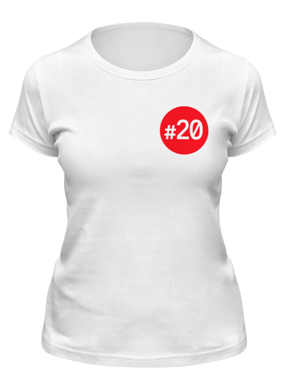 

Футболка женская Printio #20 красная круг белая 2XL, #20 красный круг