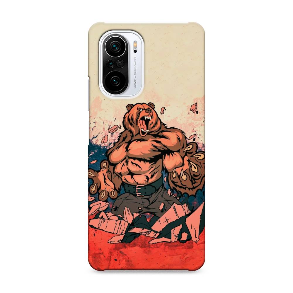 

Пластиковый чехол "Медведь с флагом РФ" на Xiaomi Poco F3, 310120-1