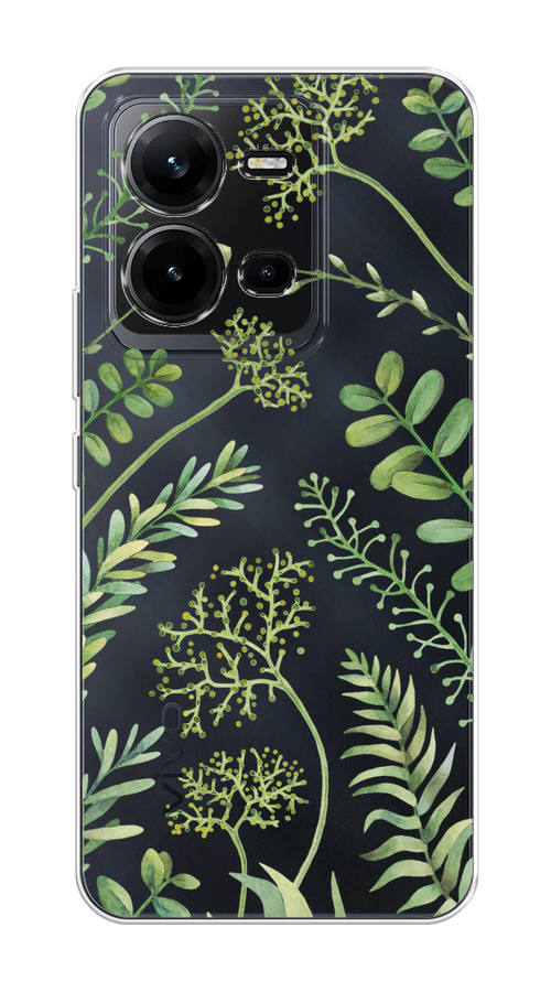 

Чехол на Vivo V25/V25e "Green Leaves", Зеленый;прозрачный, 267750-1