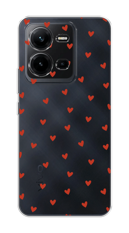 

Чехол на Vivo V25/V25e "Red hearts", Красный;прозрачный, 267750-1