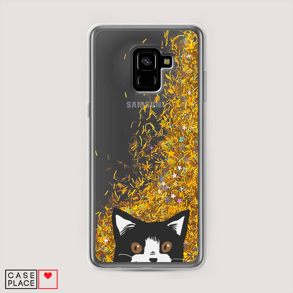 

Чехол Awog на Samsung Galaxy A8 + "Подглядывающий кот", Черный, 25590-1