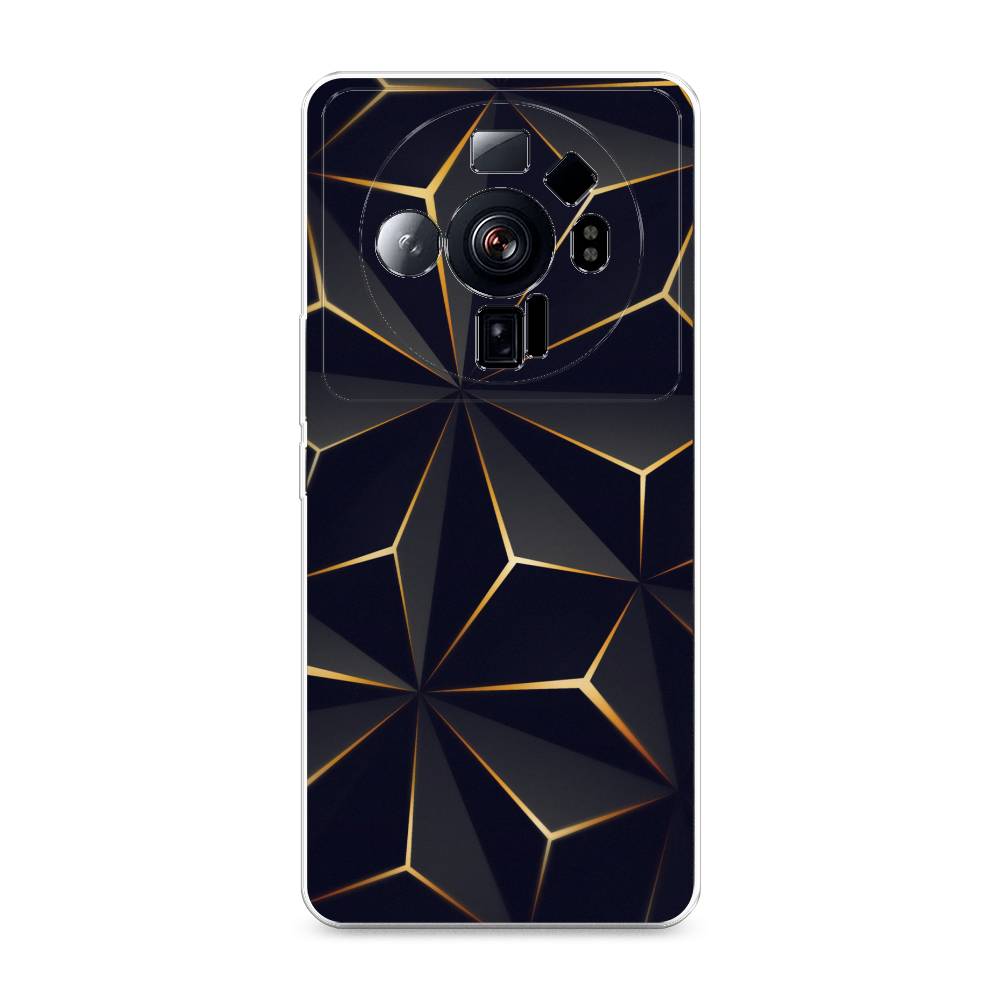 

Чехол на Xiaomi 12S Ultra "Черные полигоны", Золотистый;черный, 314550-3
