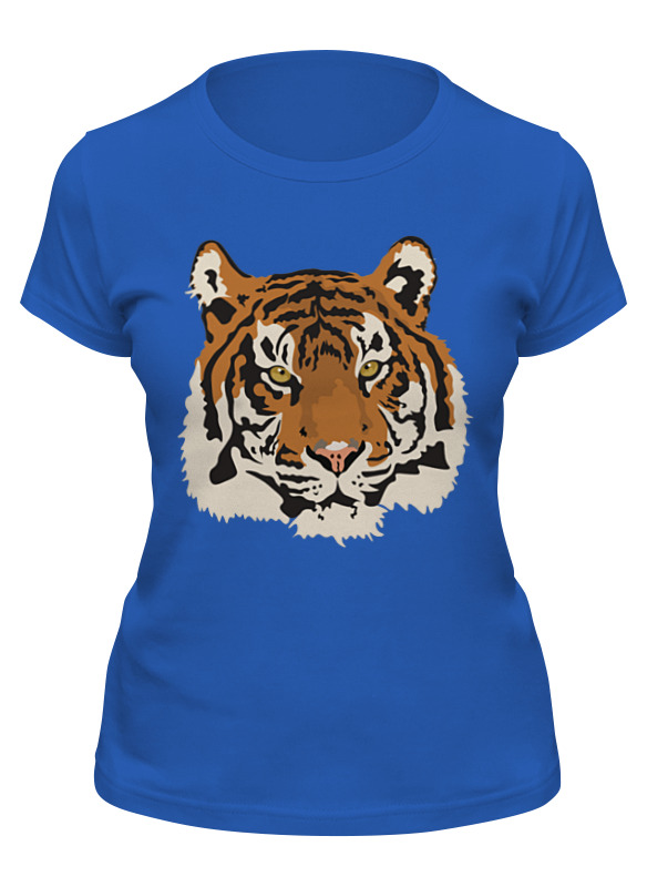 

Футболка женская Printio Тигр синяя 2XL, Синий, Тигр