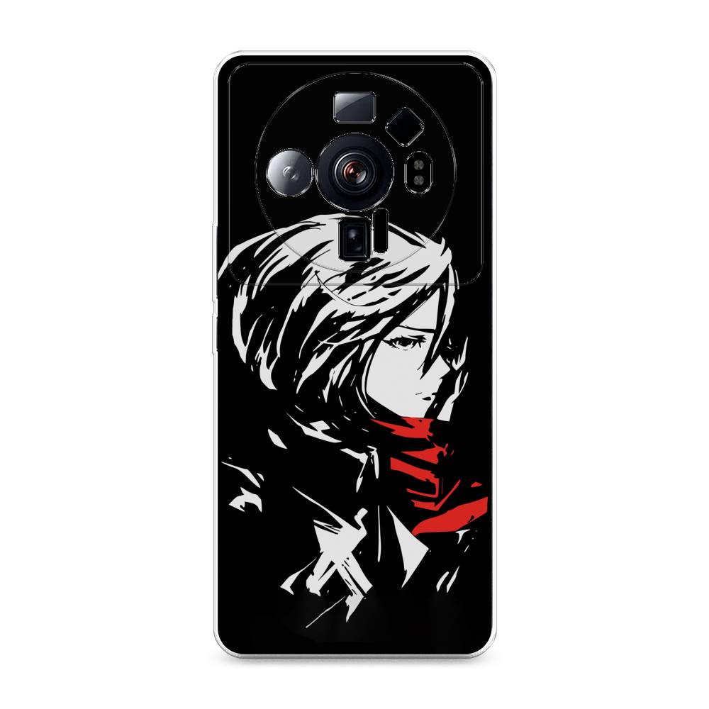 

Чехол на Xiaomi 12S Ultra "Микаса минимализм", Черный;серый;красный, 314550-4