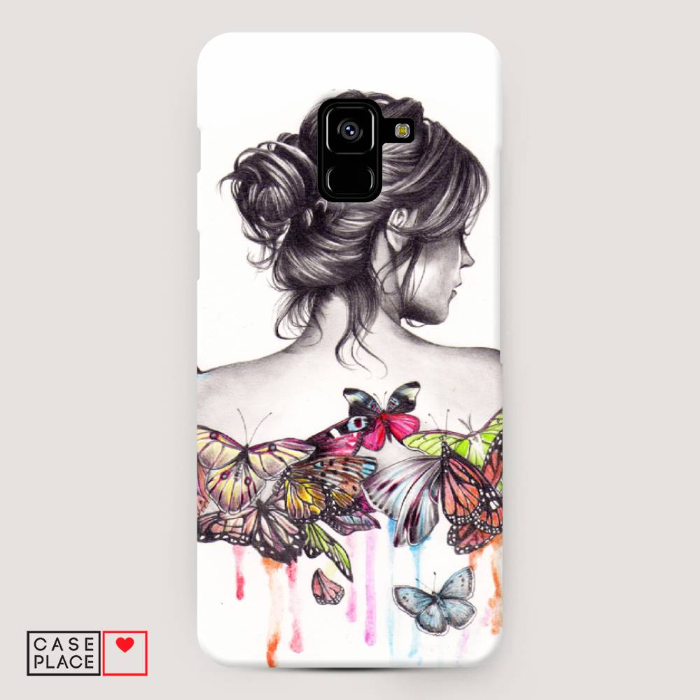 фото Чехол awog "девушка с бабочками" для samsung galaxy a8 +