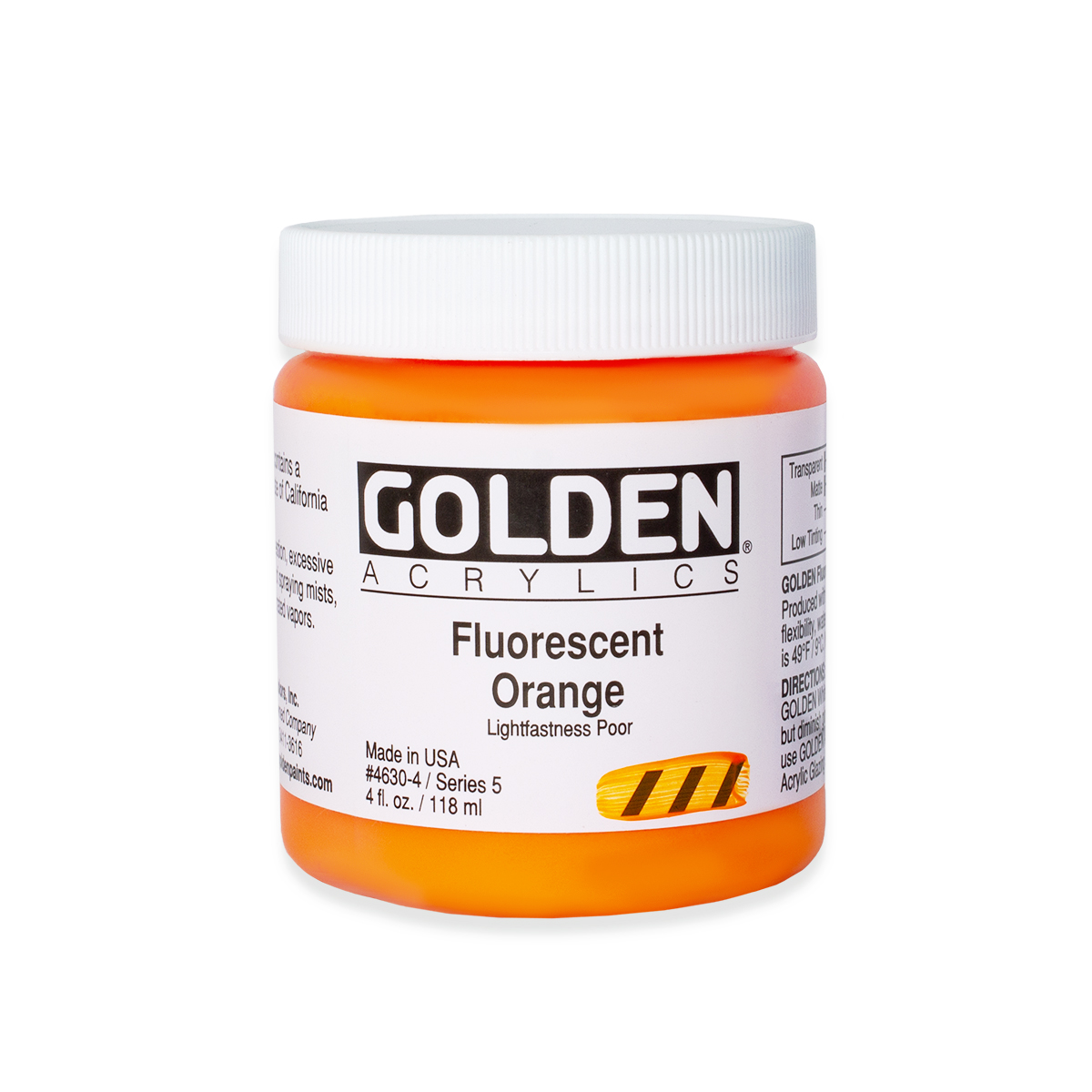 Краска акриловая Golden Heavy Body, банка 118 мл, № 4630 оранжевый флуоресцентный