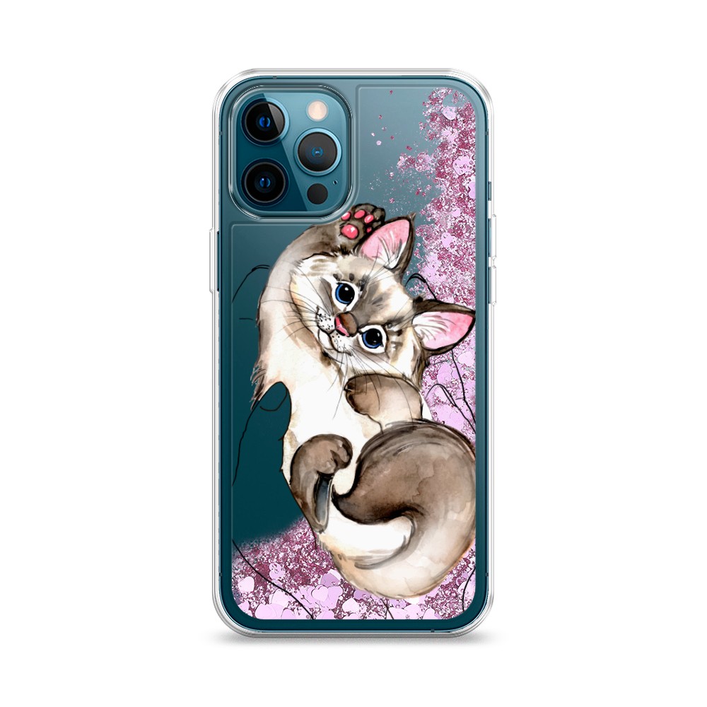 

Жидкий чехол с блестками "Котенок в ладошках" на Apple iPhone 12 Pro, 12894-1