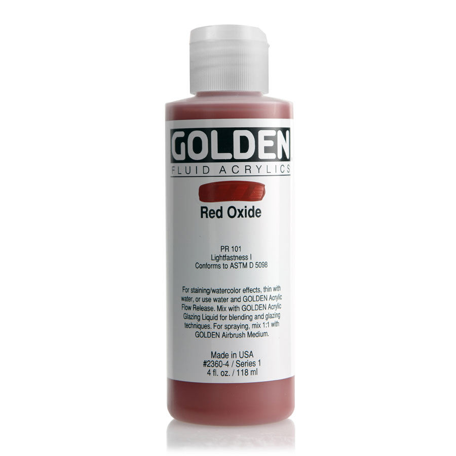 Краска акриловая Golden Fluid, банка 118 мл, № 2360 красный оксид