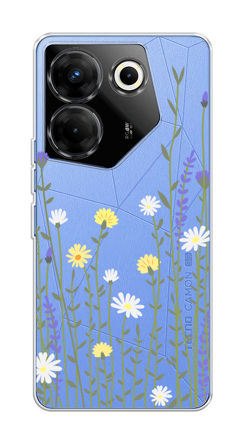 

Чехол на Tecno Camon 20 Pro 5G "Ромашка и лаванда", Зеленый;желтый;прозрачный, 304050-1