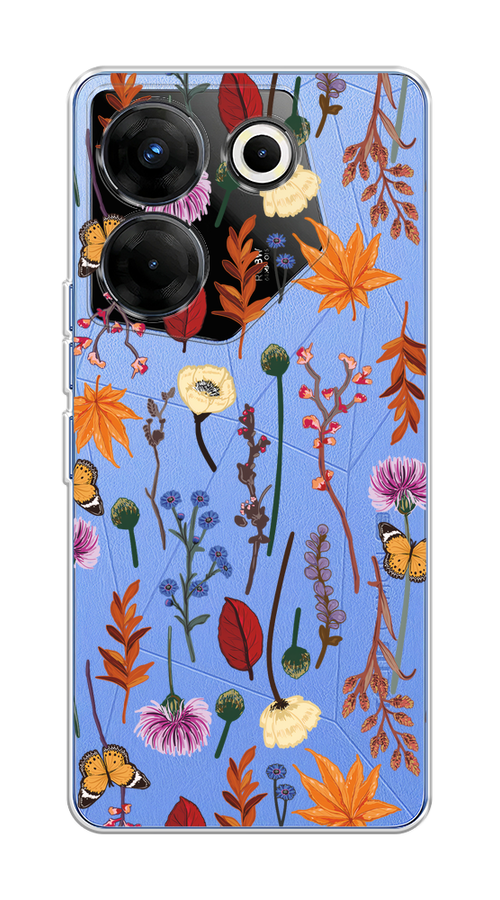 

Чехол на Tecno Camon 20 Pro 5G "Orange Purple flowers", Оранжевый;красный;розовый;желтый;прозрачный, 304050-1