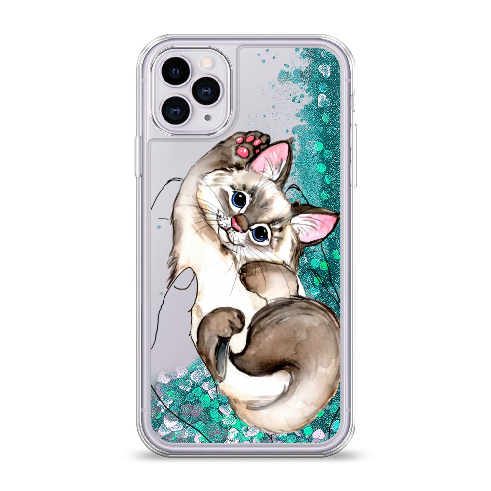 

Жидкий чехол с блестками "Котенок в ладошках" на Apple iPhone 11 Pro, 12395-1