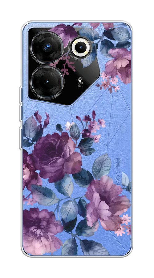 

Чехол на Tecno Camon 20 Pro 5G "Purple Blossoms", Синий;фиолетовый, 304050-1