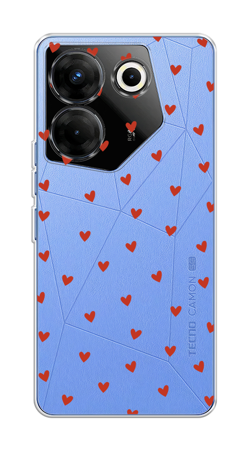 

Чехол на Tecno Camon 20 Pro 5G "Red hearts", Красный;прозрачный, 304050-1