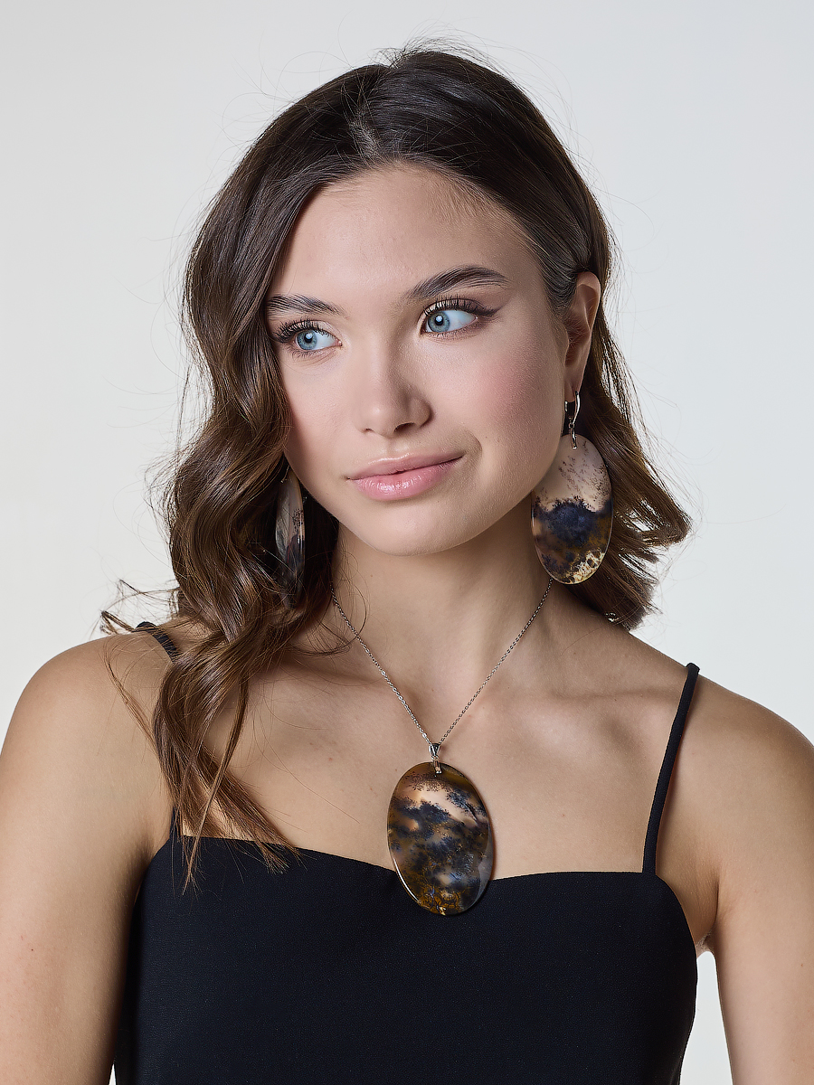 

Комплект (подвеска+серьги) из серебра OLIVA JEWELRY 232800/1-02, агат, 232800/1-02