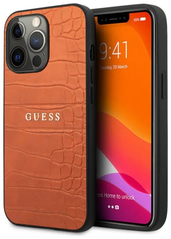 

Чехол Guess для iPhone 13 Pro, крокодиловая кожа, Коричневый, 13 pro