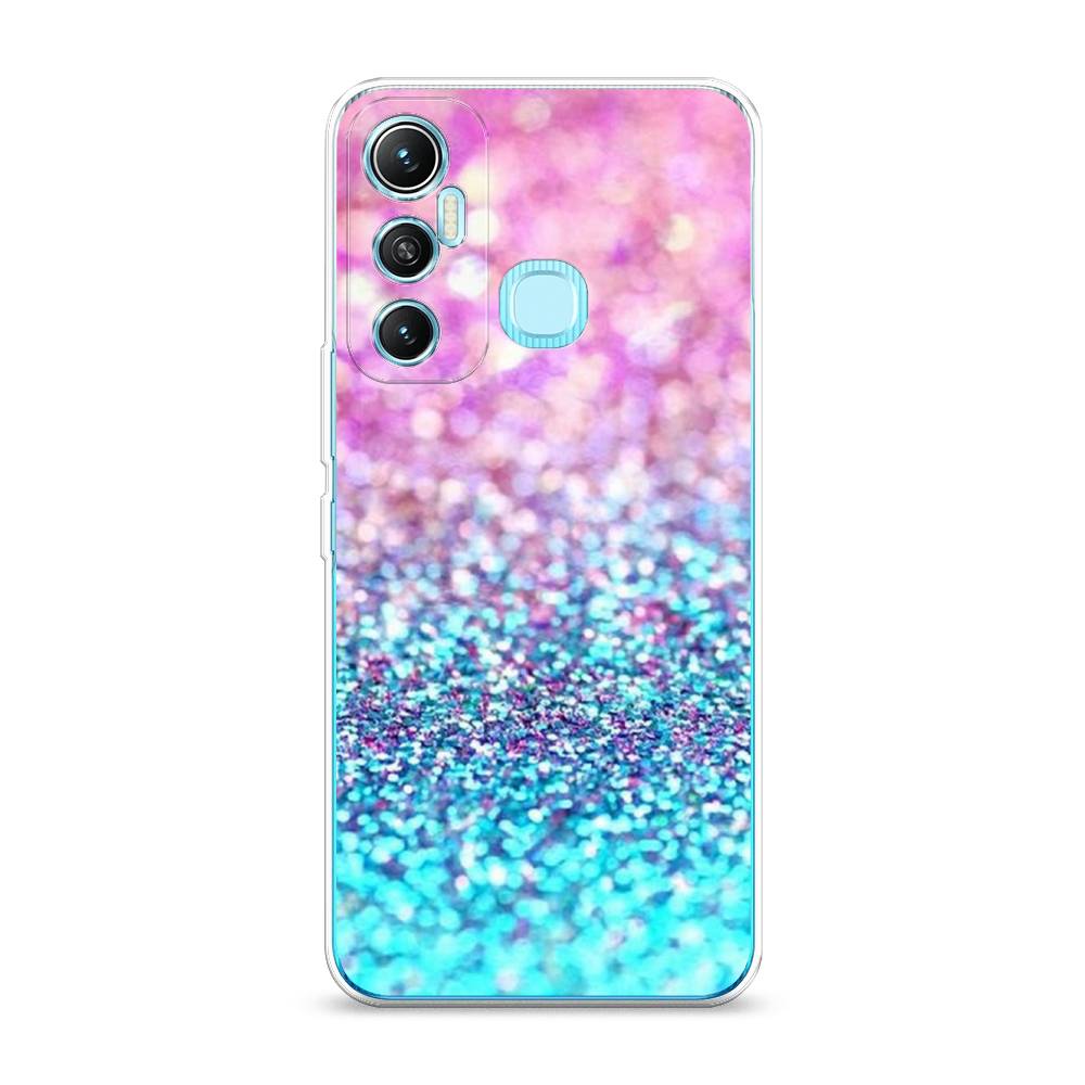 фото Чехол awog "розово-голубые глиттеры рисунок" для infinix hot 11 64 gb