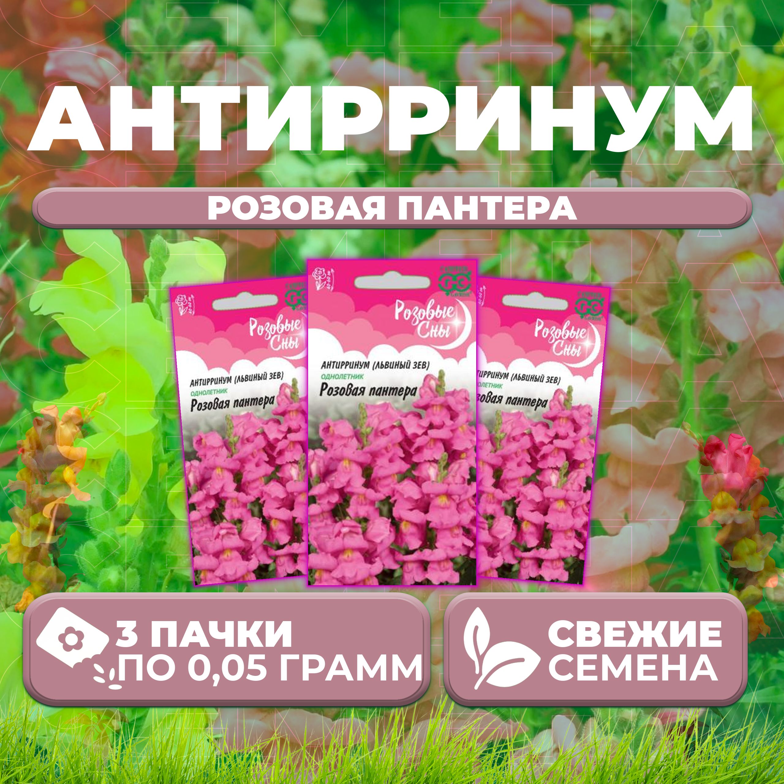 

Семена Антирринум (Львиный зев) Розовая пантера, 0,05г, Гавриш, Розовые сны (3 уп)