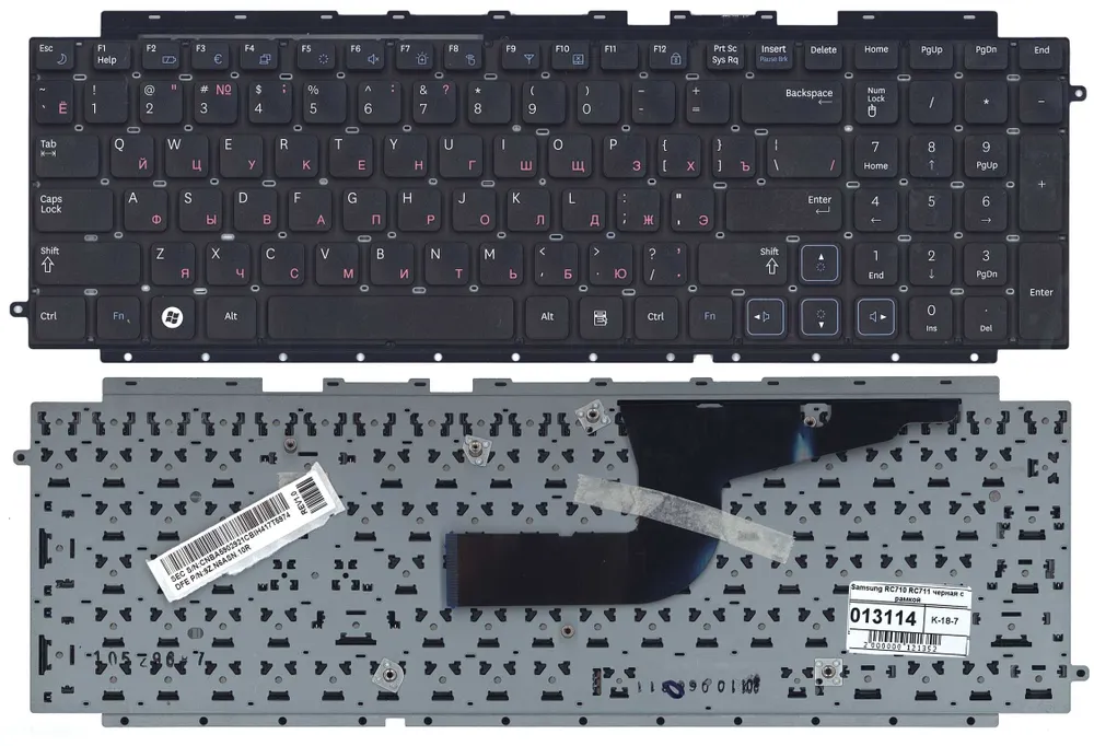 

Клавиатура для ноутбука Samsung RC710 RC711 черная с железной подложкой (версия 2)