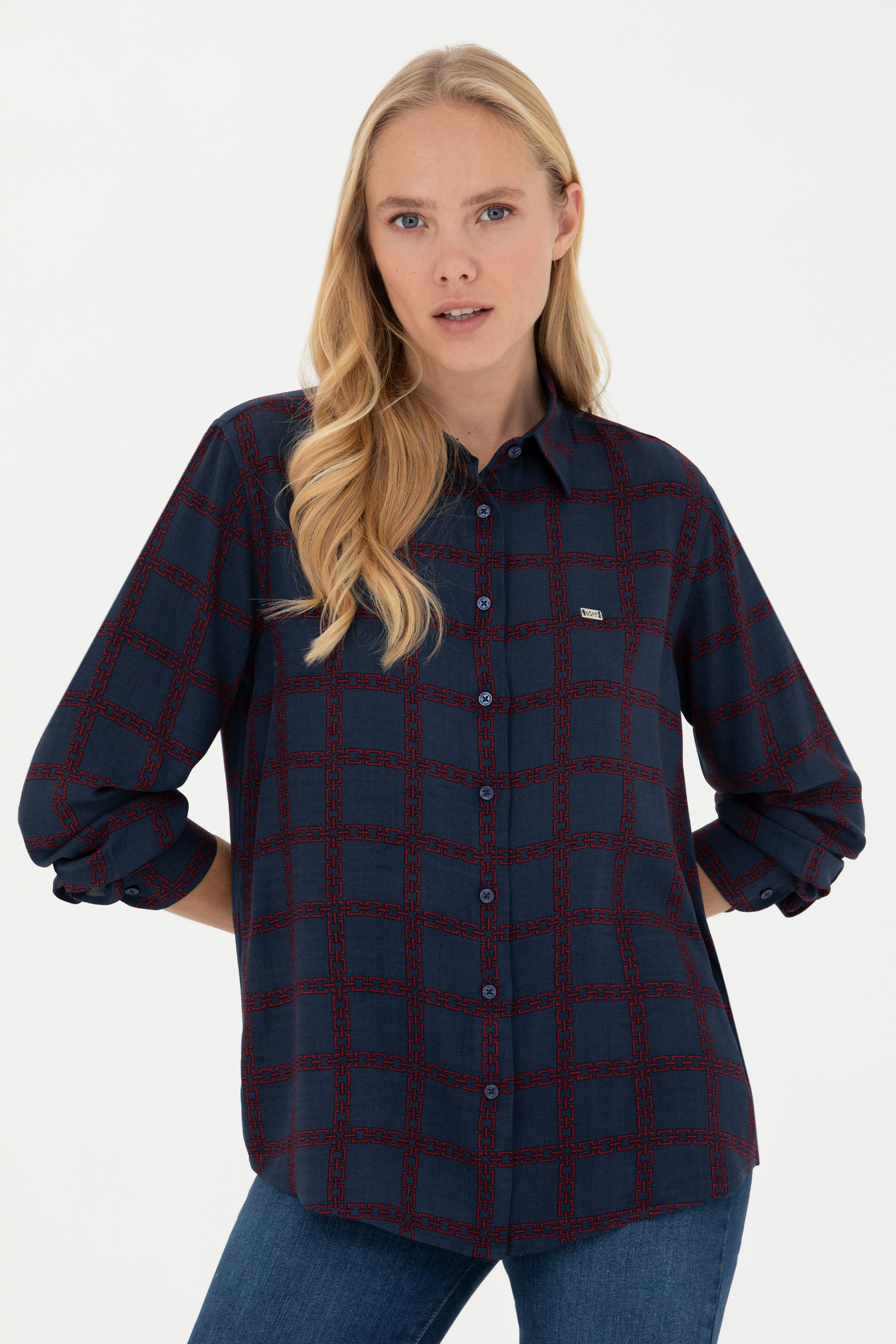 

Рубашка женская U.S. POLO Assn. G082GL0040COLPON синяя 32, Синий, G082GL0040COLPON